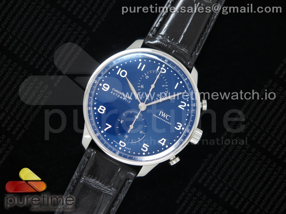 ZF공장 IWC 포르투기저 크로노그래프 150주년 블루다이얼 가죽스트랩 Portugieser Chronograph Edition “150 Years” IW371601 Blue Dial on Black Leather Strap A7750 (Slim Movement)