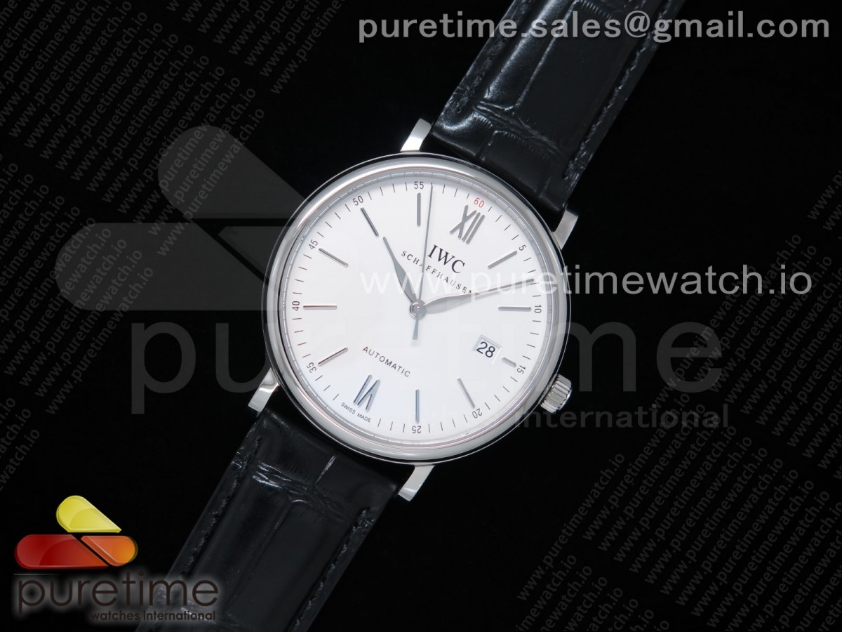 V7공장 포르토피노 화이트다이얼 악어스트랩 Portofino Automatic SS IW356501 White Dial SS Markers on Black Croco Strap ETA2892