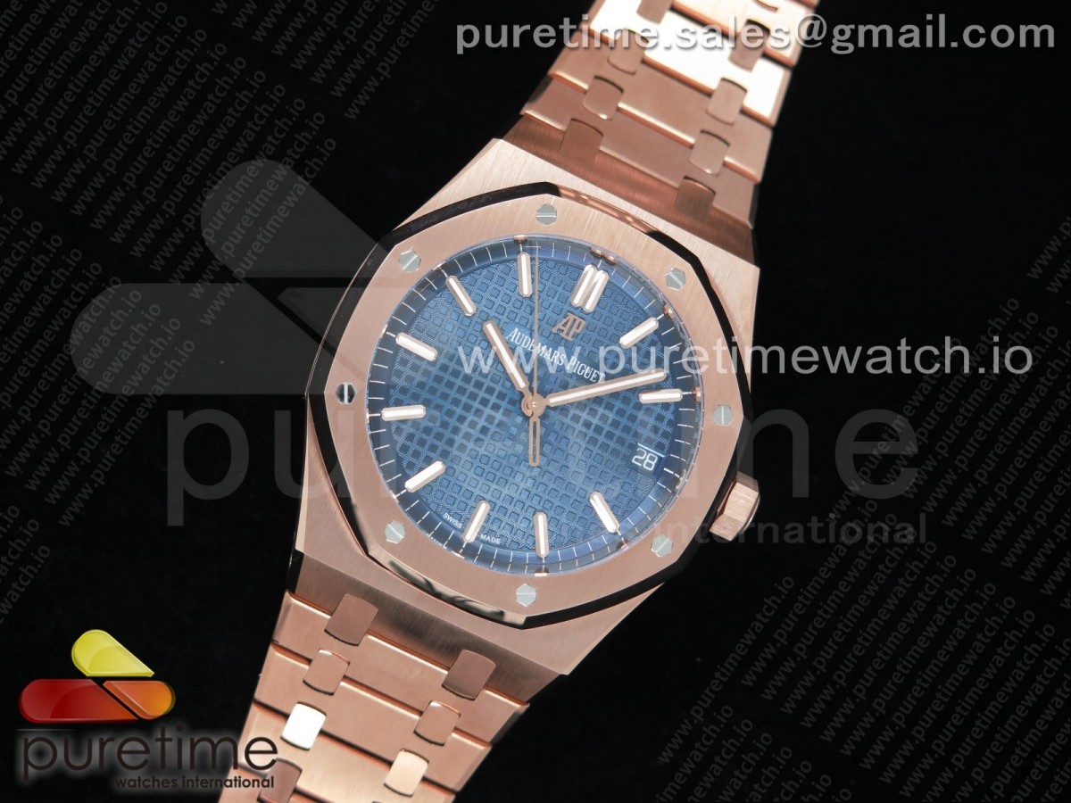 OM공장 오데마피게 로얄오크 15500 로즈골드 금통 블루다이얼 브레이슬릿 Royal Oak 41mm 15500 RG Blue Textured Dial on RG Bracelet A3120