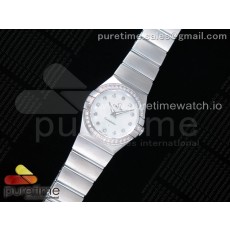 K11공장 오메가 컨스텔레이션 27MM 자개다이얼 브레이슬릿 Constellation Ladies 27mm SS Diamonds Bezel White MOP Dial Diamonds Markers on SS Bracelet ETA Quartz