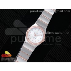 K11공장 오메가 컨스텔레이션 27MM 로골 자개다이얼 브레이슬릿 Constellation Ladies 27mm SS/RG Diamonds Bezel White MOP Textured Dial Diamonds Markers on SS/RG Bracelet ETA Quartz