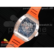 KV공장 RM035-02 로골 스켈레톤다이얼 러버스트랩 RG Skeleton Dial Black on Orange Rubber Strap MIYOTA8215