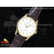 AI공장 파텍필립 칼라트라바 옐로우골드 화이트다이얼 가죽스트랩 Calatrava 5196 YG White Dial on Brown Leather Strap A23J