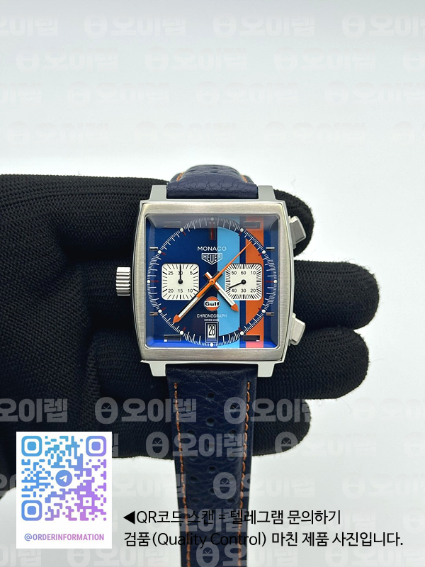 태그 모나코 쿼츠 블루다이얼 가죽스트랩 Tag Monaco Chronograph SS/LE Blue 