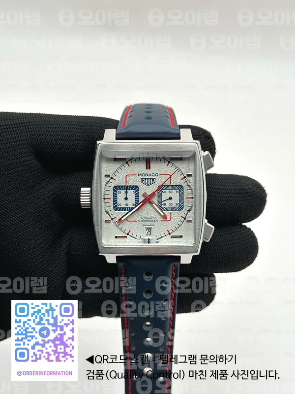 태그 모나코 쿼츠 그레이다이얼 가죽스트랩 Tag Monaco Chronograph SS/LE Silver Grey Jap VK64A