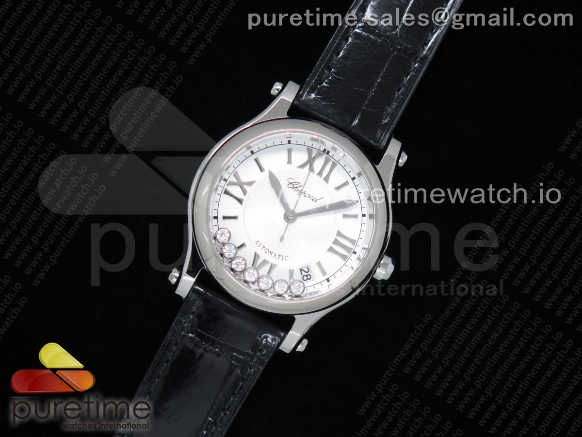 ZF공장 쇼파드 해피스포츠 화이트다이얼 가죽스트랩 Happy Sport Automatic SS 36mm White Dial on Black Leather Strap A2892