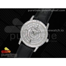 바쉐론콘스탄틴 트레디셔널 풀다이어모델 가죽스트랩 Traditionnelle High Jewellery Watch SS Full Diamonds on Black Leather Strap MIYOTA9015