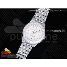 KOR공장 브라이틀링 내비타이머 38미리 화이트다이얼 브레이슬릿 Navitimer 1 38mm SS White Dial White Inner Bezel on SS Bracelet SW200