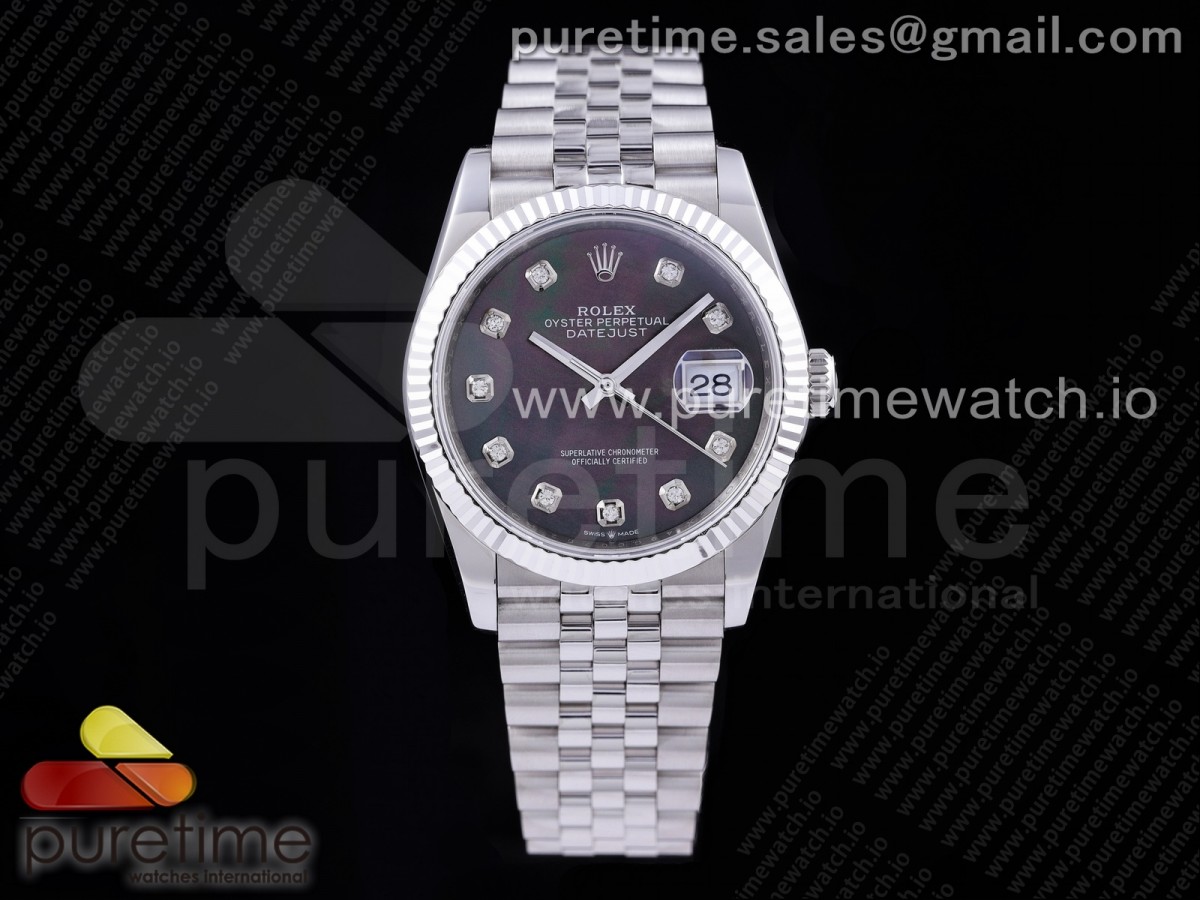 GM공장 롤렉스 데이저스트 36 그레이자개다이얼 브레이슬릿3235 DateJust 36 SS 126234 904L Steel Gray MOP Dial Diamonds Markers on Jubilee Bracelet SA3235