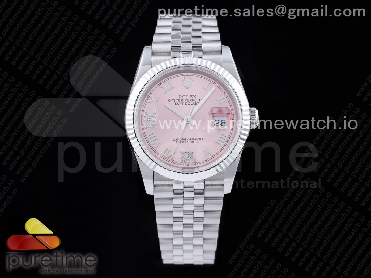 GM공장 롤렉스 데이저스트 36 핑크다이얼 브레이슬릿3235 DateJust 36 SS 126234 904L Steel Pink Dial Diamond Roman Markers on Jubilee Bracelet SA3235