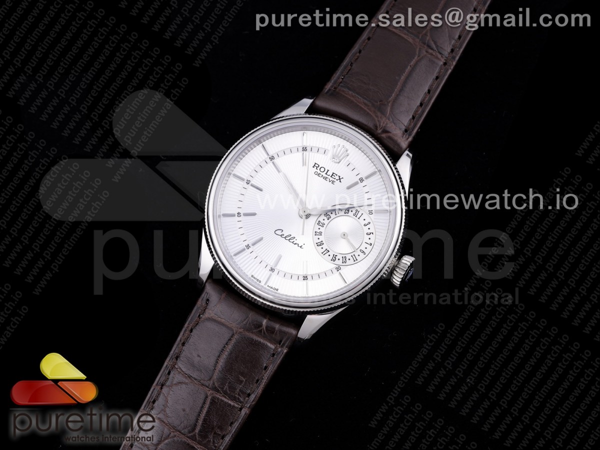 GM공장 롤렉스 셀리니 50519 리얼데이트 화이트다이얼 가죽스트랩 Cellini 50519 SS White Dial on Brown Leather Strap SA3165