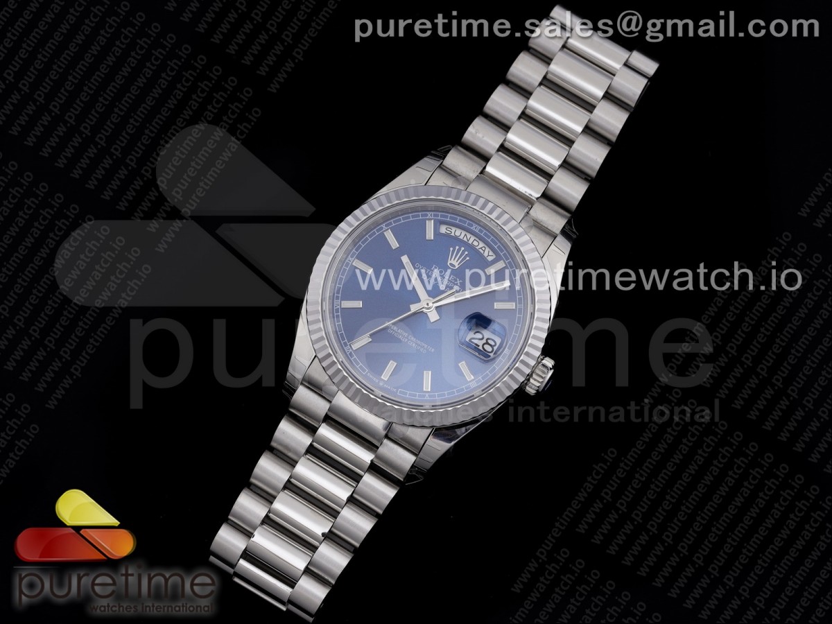 EW공장 데이데이트 36MM 블루다이얼 브레이슬릿 Day-Date 36 SS 128239 Blue Dial Lume Markers on President Bracelet A3255