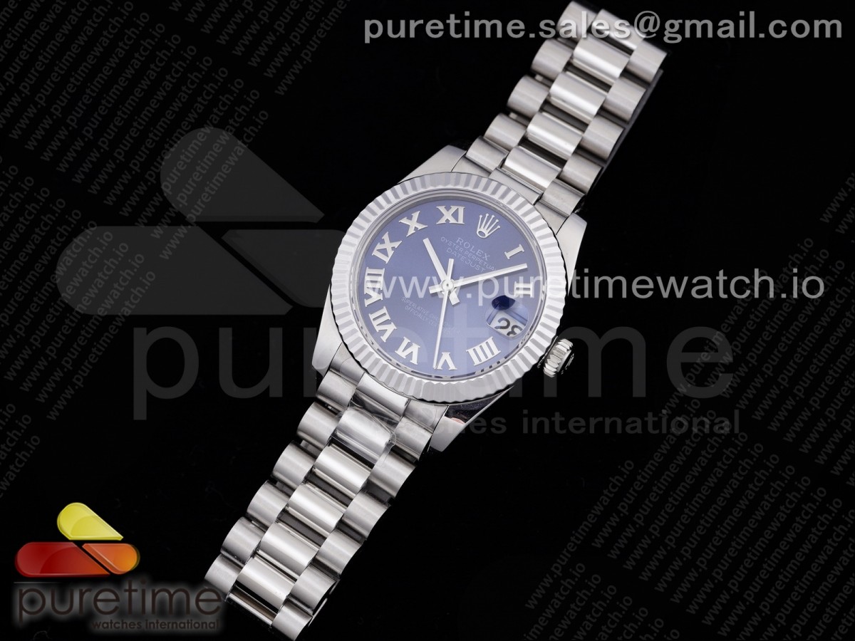 GM공장 롤렉스 데이저스트 31 블루다이얼 브레이슬릿 DateJust 31 Ladies 278289 GMF 316L Steel Blue Dial Roman Markers on President Syle Bracelet