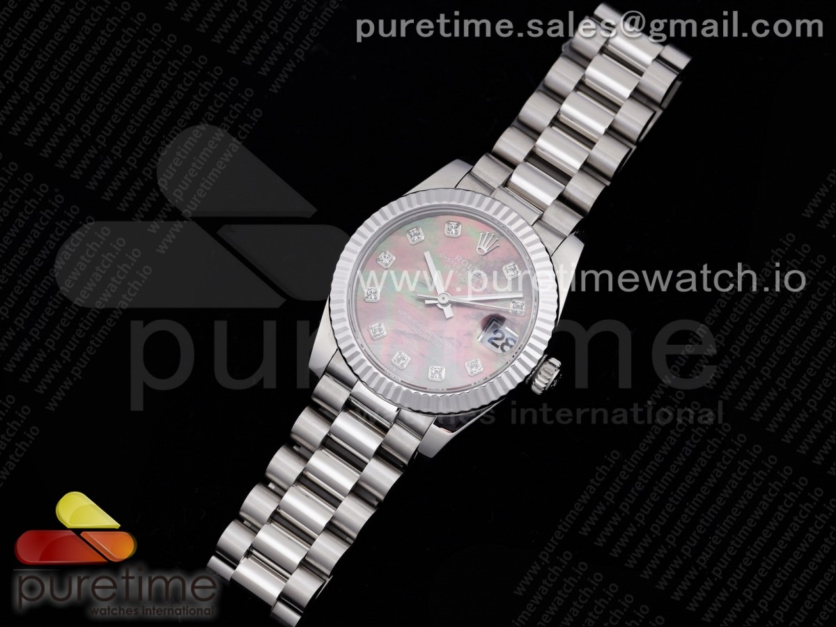 GM공장 롤렉스 데이저스트 31 자개다이얼 브레이슬릿 DateJust 31 Ladies 278289 GMF 316L Steel Gray MOP Dial Diamonds Markers on President Syle Bracelet