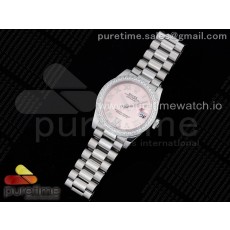 GM공장 롤렉스 데이저스트 31 핑크다이얼 브레이슬릿 DateJust 31 Ladies 278289 GMF 316L Steel Diamonds Bezel Pink Dial Roman Markers on President Syle Bracelet