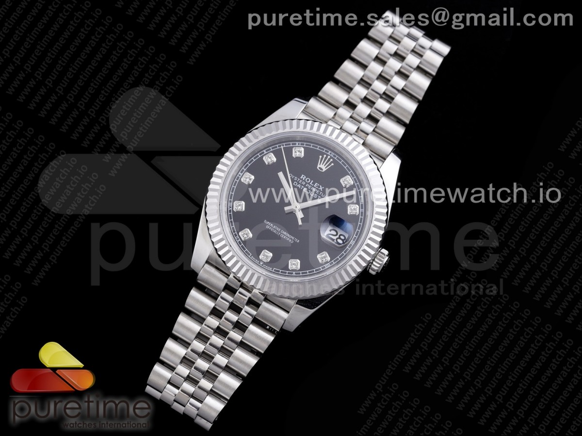 RE공장 롤렉스 데이저스트 41 블랙다이얼 브레이슬릿 New DateJust 41 126334 SS Black Dial Diamonds Markers on Jubilee Bracelet A3235 Clone