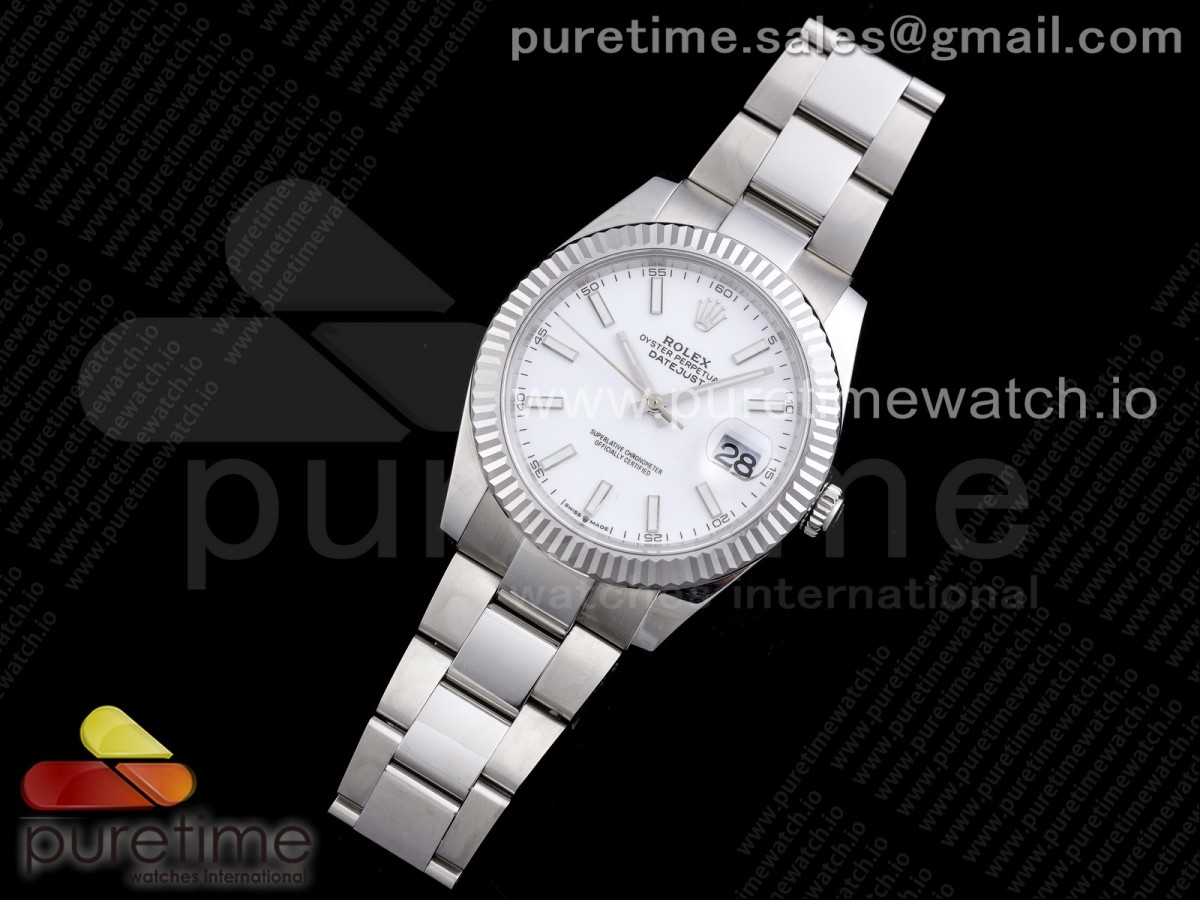 RE공장 롤렉스 데이저스트 41 화이트다이얼 브레이슬릿 New DateJust 41 126334 SS White Dial Stick Markers on Oyster Bracelet A3235 Clone