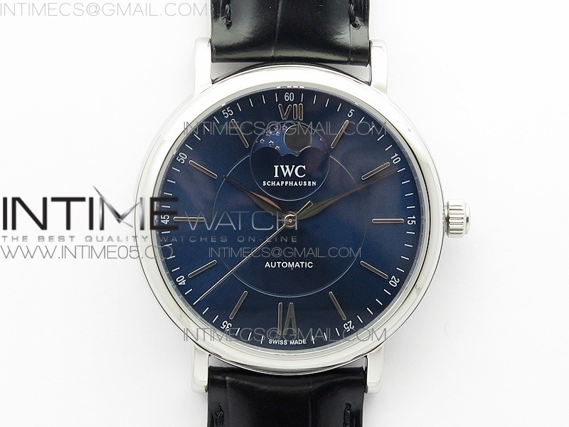 AI공장 포르토피노 블루다이얼 가죽스트랩 PORTOFINO IW45900 MOON SS BLUE DIAL ON BLACK LEATHER STRAP MIYOTA 821A