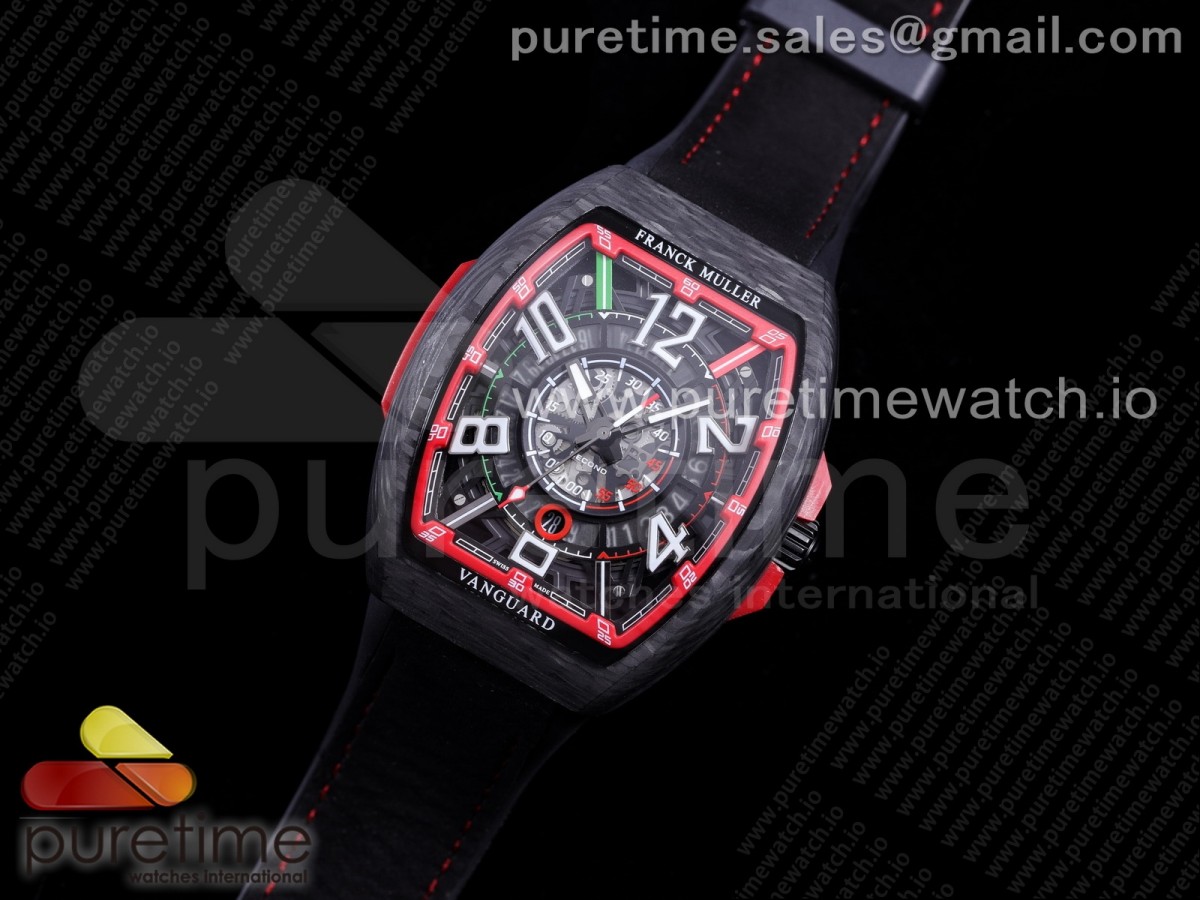 OX공장 뱅가드레이싱 카본 레드다이얼 러버스트랩 Vanguard Racing Carbon Red Skeleton Dial on Black Rubber Strap NH35A