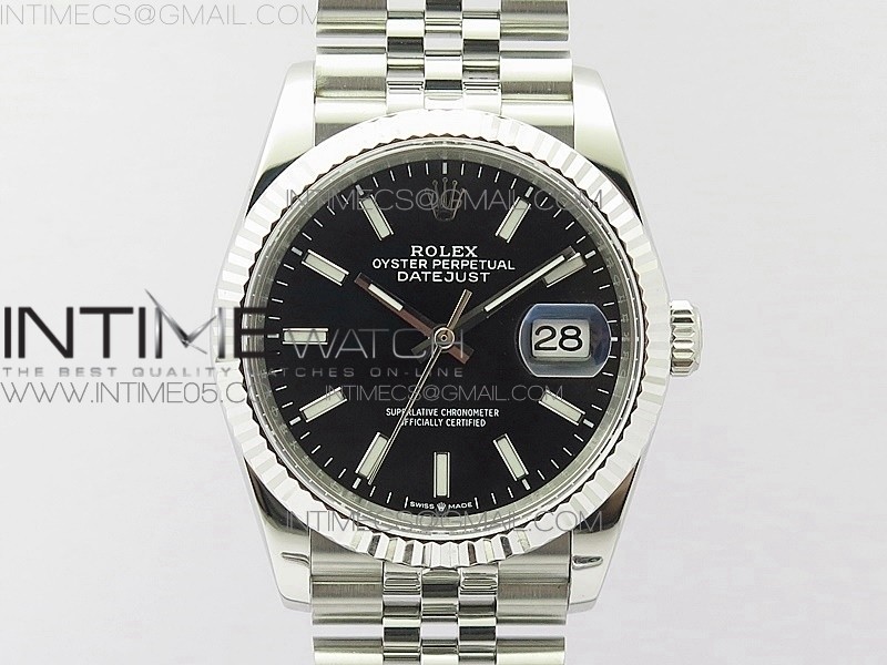 BP공장 롤렉스 데이저스트 36 스틸 블랙다이얼 플루티드베젤 쥬빌레브레이슬릿 3235 DateJust 36mm 126234 904L Steel New Version Black Dial on Jubilee Bracelet