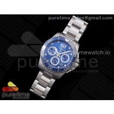 OX공장 하이드로콘퀘스트 크로노 블루다이얼 HydroConquest Chrono SS Blue Ceramic Bezel Blue Dial on SS Bracelet A7750