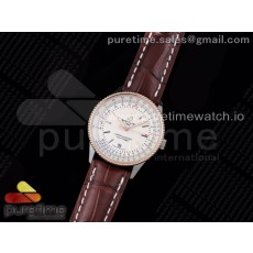 V7공장 브라이틀링 내비타이머 로골 화이트다이얼 가죽스트랩 Navitimer 1 SS 41mm RG Bezel White Dial on Brown Leather Strap A2824