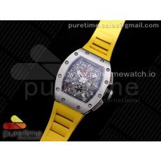 KU공장 V3 RM011 크리스탈다이얼 러버 RM011 SS Chrono Best Edition Crystal Dial Black on Yellow Rubber Strap A7750 V3