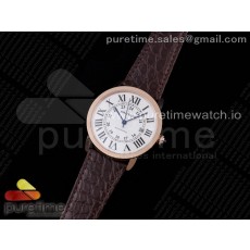 OX공장 까르띠에 롱드솔로 42 로즈골드 금통 화이트다이얼 악어스트랩 Ronde Solo de Cartier 42mm RG OXF 1:1 Best Edition White Dial on Brown Croco Strap MIYOTA 9015