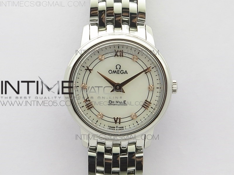 ZF공장 오메가 드빌 27.4MM 화이트다이얼 De Ville Prestige Quartz 27.4 mm SS ZF 1:1 Best Edition White Dial RG Markers on SS Bracelet Jap Quartz