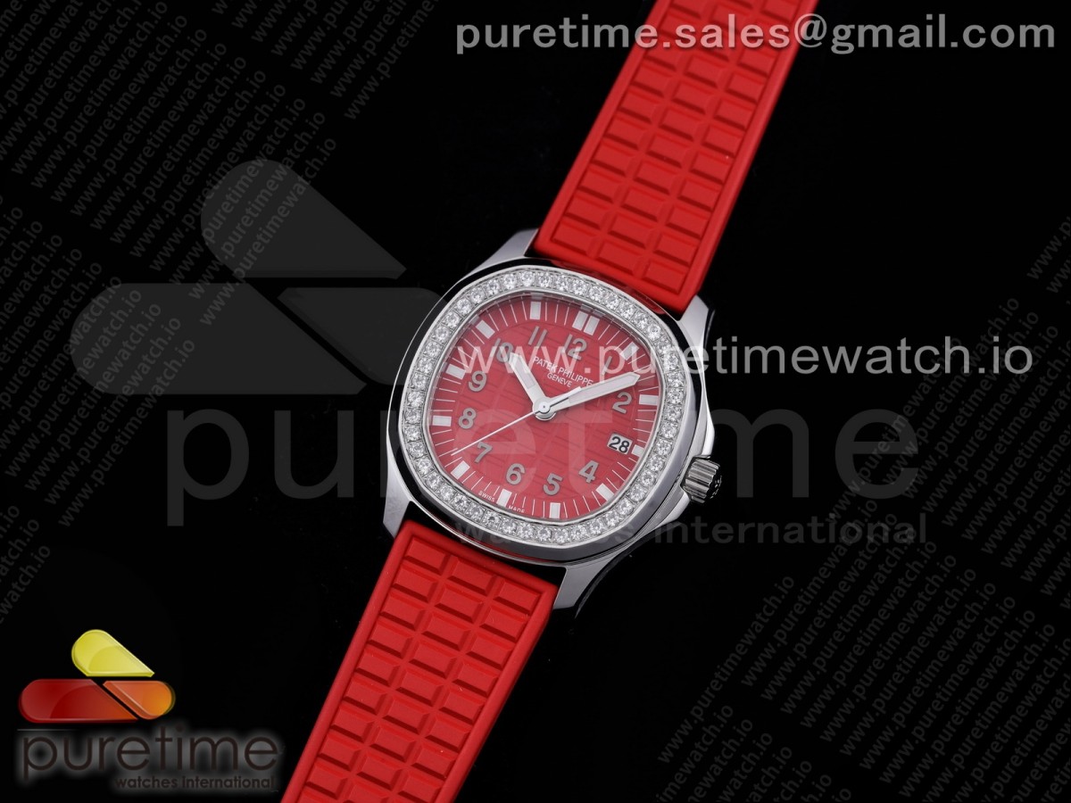 PP공장 아쿠아넛 레드다이얼 러버 35.6MM Aquanaut 5067A SS PPF 1:1 Best Edition Red Textured Dial on Red Rubber Strap AE23 PPF공장