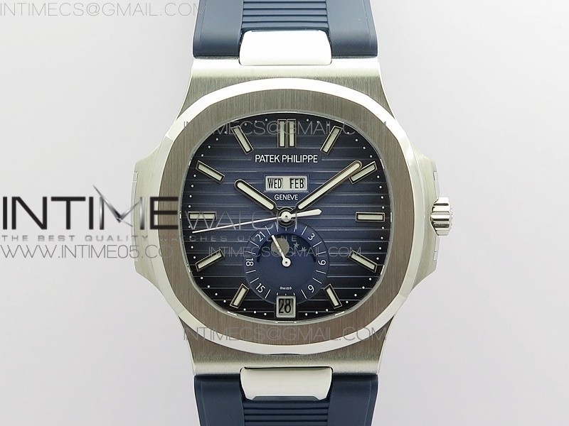 GR공장 V2 노틸러스 애뉴얼캘린더 블루다이얼 러버 NAUTILUS 5726 SS GRF 1:1 BEST EDITION BLUE DIAL WORKING ANNUAL CALENDARON BLUE Rubber STARP A.324 V2