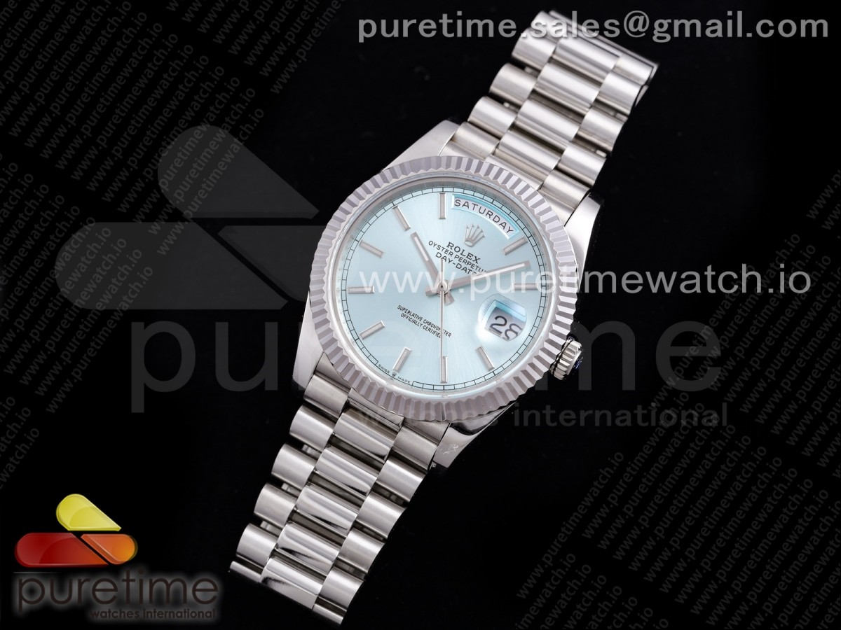 GM공장 롤렉스 데이데이트 40 블루다이얼 2836 Day Date 40 SS 904L Steel GMF 1:1 Best Edition Ice Blue Stick Dial on SS Bracelet A2836