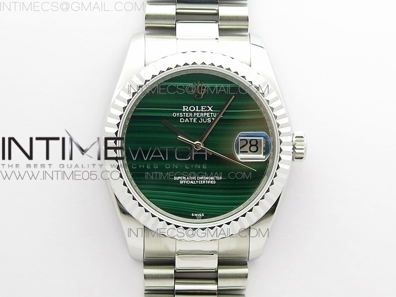 ED공장 롤렉스 데이저스트 36 그린다이얼 DateJust 36mm SS EDF Best Edition Green Malachite Dial on SS President Bracelet A2824