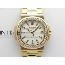 PP공장 V4 노틸러스 로골 화이트다이얼 Nautilus 5711/1R Crystal Bezel PPF V4 1:1 Best Edition White Textured Dial on RG Bracelet 324CS PPF공장