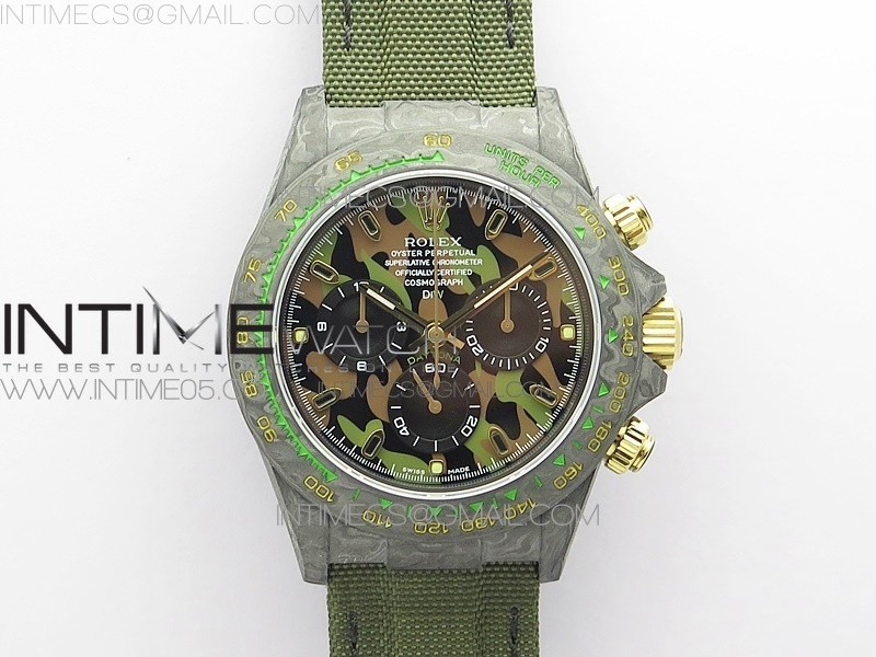 OM공장 데이토나 DIW 카본 나일론스트랩 4130 Daytona DIW Carbon OMF Best Edition Green Dial on Dark Green Nylon Strap A4130