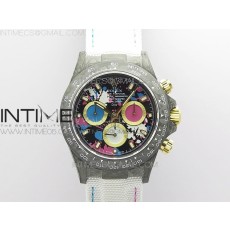 OM공장 데이토나 DIW 카본 나일론스트랩 4130 Daytona DIW Carbon OMF Best Edition Blue/Pink/White Dial on White Nylon Strap A4130