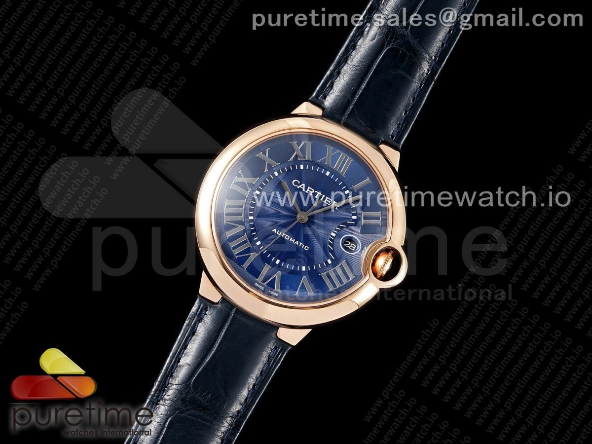 AF공장 발롱42미리 로골 블루다이얼 악어스트랩 2824 Ballon Bleu 42mm RG AF 1:1 Best Edition Blue Textured Dial on Blue Leather Strap A2824