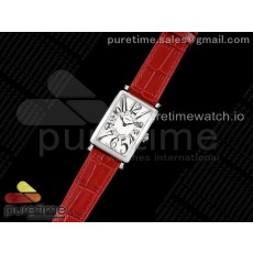 ZF공장 프랭크뮬러 롱아일랜드 화이트다이얼 가죽스트랩 Long Island Ladies SS ZF 1:1 Best Edition on Red Leather Strap Ronda Quartz