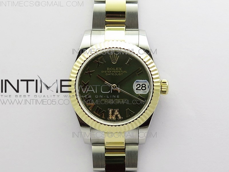 BP 롤렉스 데이저스트 31 옐로우골드콤비 그린다이얼 2813 Datejust 31mm 278273 SS/YG BP Best Edition Brown Roman Markers Dial on SS/YG Oyster Bracelet