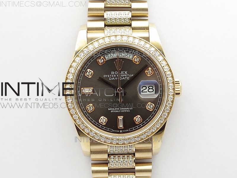 BP공장 롤렉스 데이데이트 36미리 로골 그레이다이얼 2836 Day-Date 36 128235 RG/Crystal BP Best Edition Gray Crystal Marker Dial on RG President Bracelet A2836