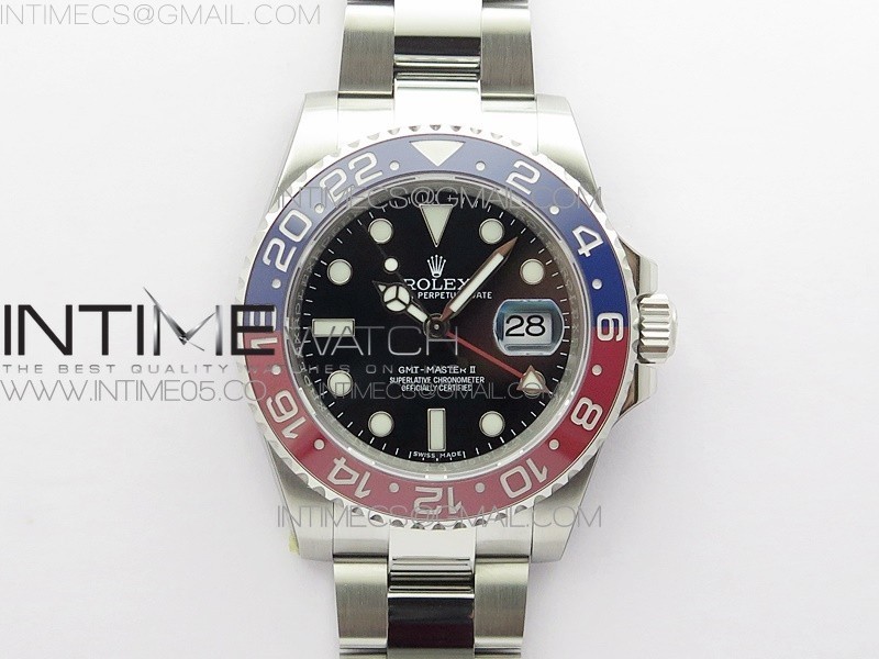 RO공장 펩시 블랙다이얼 GMT Master II 126719 BLRO Red/Blue Ceramic 316L Steel ROF Best Edition Black Dial on SS Bracelet A3186