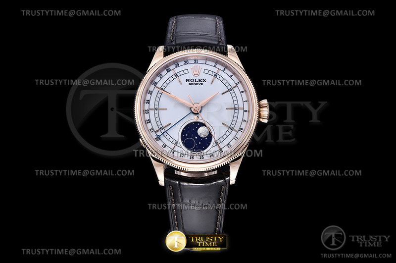 BP공장 셀리니 로골 문페이즈 화이트다이얼 가죽스트랩 Cellini 50535 Moonphase RG/LE Wht BPF Asia 3195 Mod