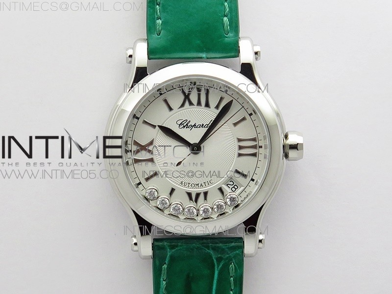 YY공장 쇼파드 해피스포츠 36미리 화이트다이얼 그린가죽스트랩 HAPPY SPORT AUTOMATIC SS 36MM YYF 1:1 BEST EDITION WHITE DIAL ON GREEN LEATHER STRAP A2892