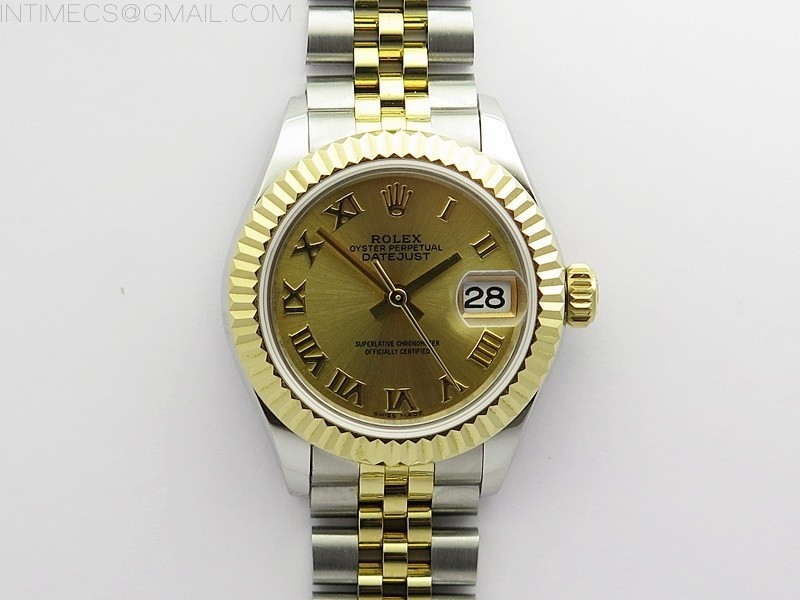 BP공장 롤렉스 데이저스트 28 옐로우골드콤비 샴페인다이얼 2671 Datejust 28mm 279173 SS/YG BP Best Edition YG Roman Markers Dial on SS/YG Jubilee Bracelet ETA2671