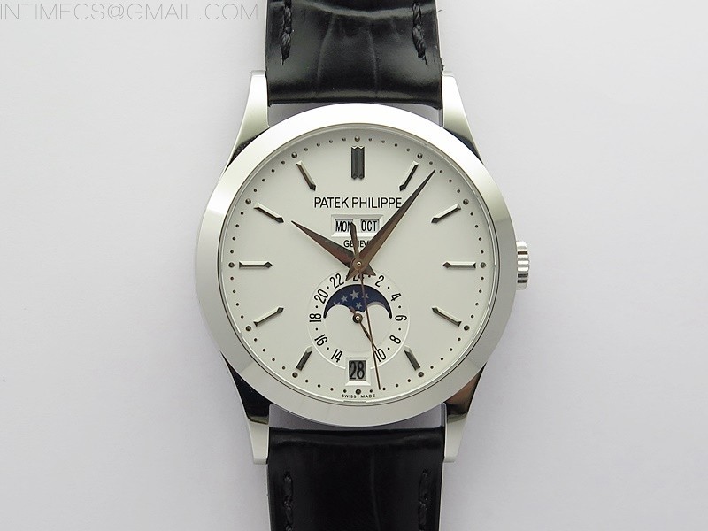 GR공장 애뉴얼 캘린더 화이트다이얼 가죽스트랩 Annual Calendar Complications 5396 SS GRF Best Edition White Dial Sticks Markers on Black leather strap A324