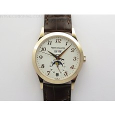 GR공장 애뉴얼 캘린더 로골 화이트다이얼 가죽스트랩 Annual Calendar Complications 5396 RG GRF Best Edition White dial Numbers Markers Blue Markers on Brown leather strap A324