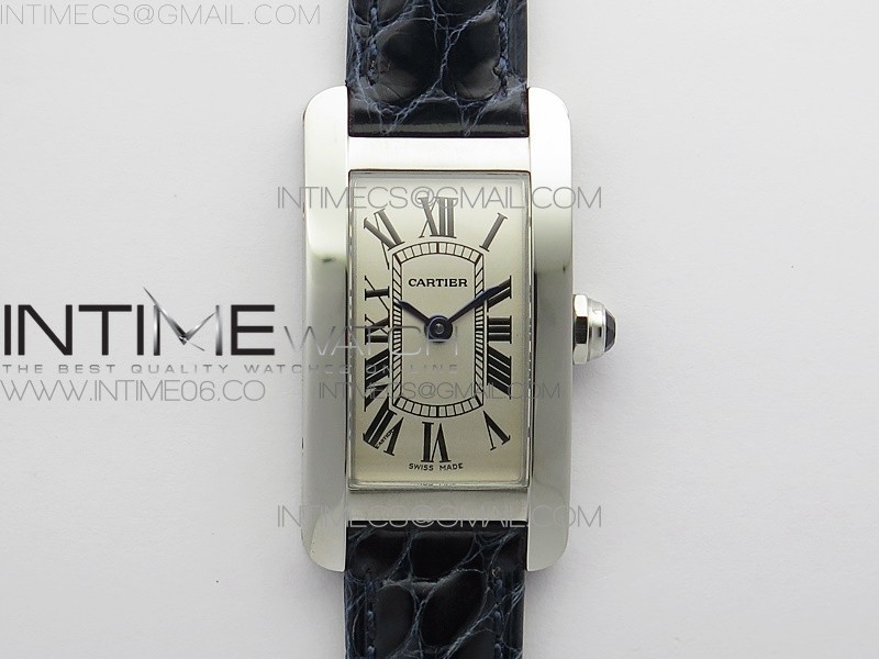 8848공장 까르띠에 탱크 아메리칸워치 29 스틸 실버다이얼 블랙악어스트랩 Tank WJTA0029 29mm 8848F SS Silver Dial on Black Croco Strap Ronda Quartz