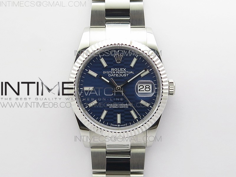 BP공장 롤렉스 데이저스트 36 스틸 블루플루티드다이얼 플루티드베젤 오이스터브레이슬릿 DateJust 36 SS 126234 BP 1:1 Best Edition New Blue Dial on Oyster Bracelet