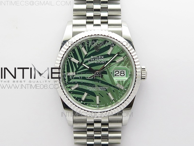 BP공장 롤렉스 데이저스트 36 스틸 그린팜다이얼 플루티드베젤 쥬빌레브레이슬릿 DateJust 36 SS 126234 BP 1:1 Best Edition New Green Dial on Jubilee Bracelet