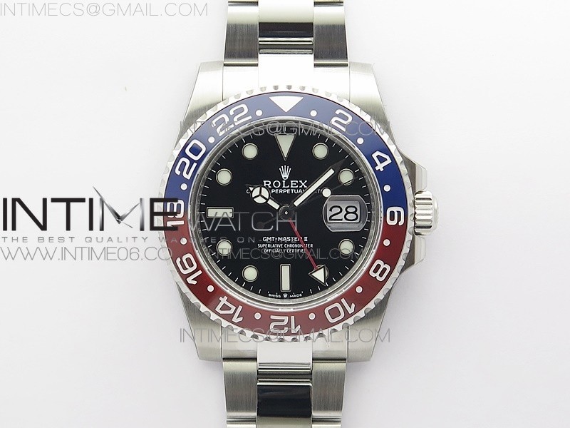 BP공장 롤렉스 GMT마스터2 펩시 블랙다이얼 쥬빌레브레이슬릿 GMT-Master II 116719 BLNR Red/Blue Ceramic 904L BP 1:1 Best Edition Black Dial On VR3285 (Correct Hand Stack)